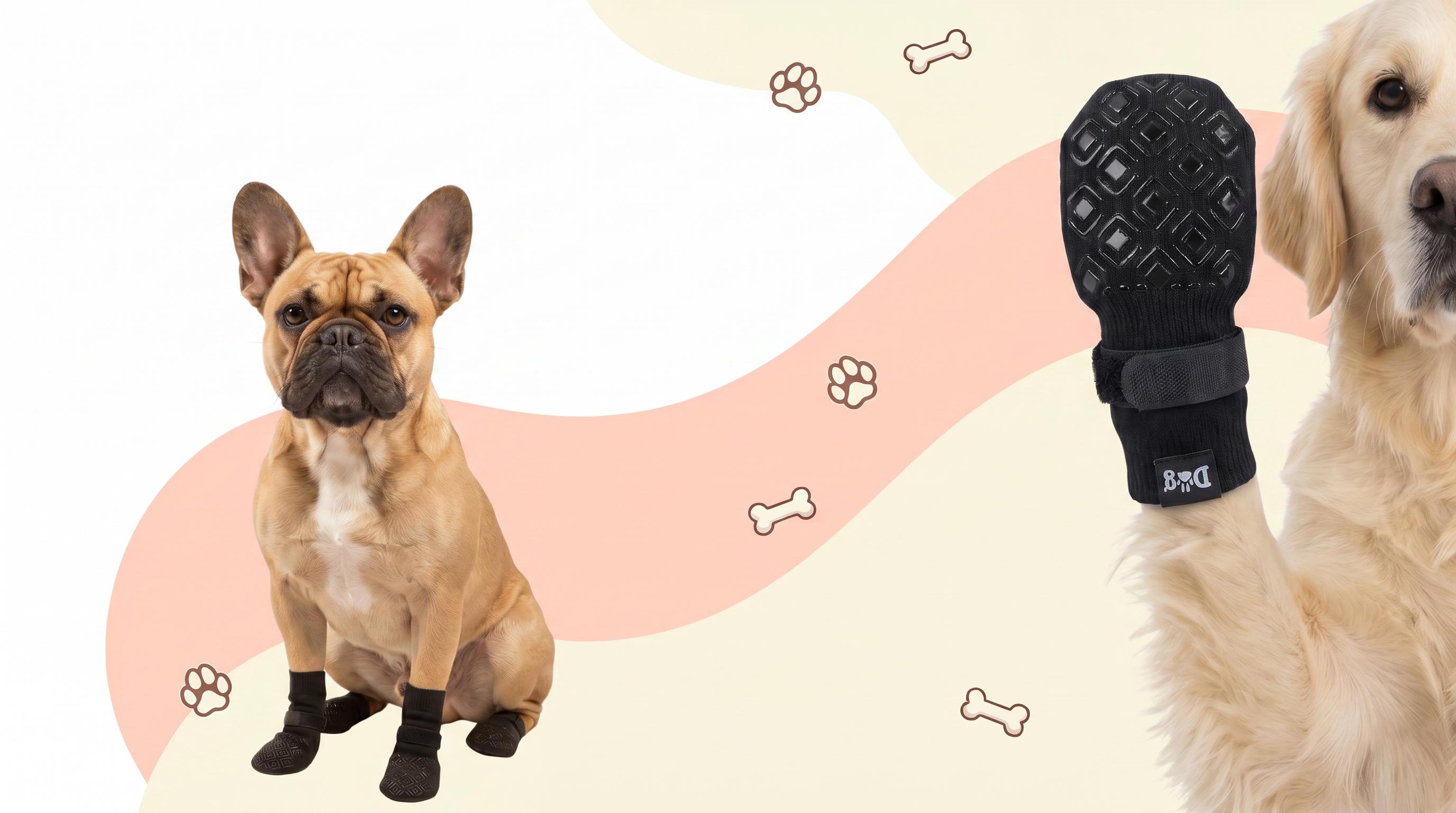 Dog Socky product banner — Franse Bulldog met antislip gripsokken en hondensok close-up variant