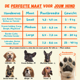 Dog Socky maattabel hondensokken — maat XS S M L XL op basis van pootbreedte hondenrassen